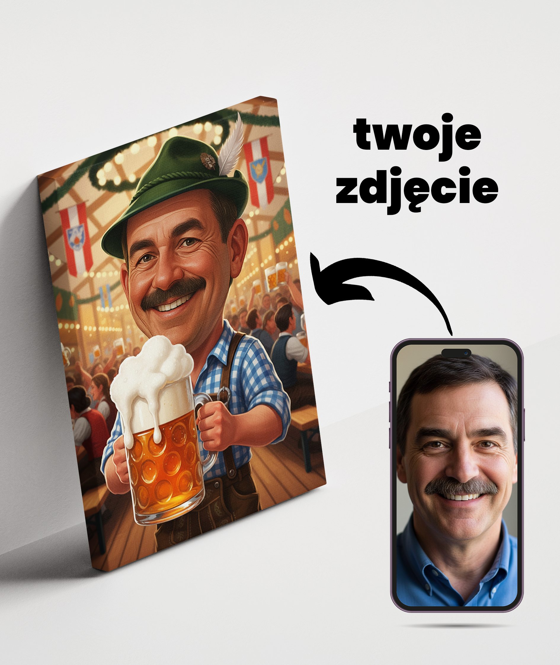 Obraz karykatury bawarska – zabawny prezent dla fana piwa i Oktoberfest