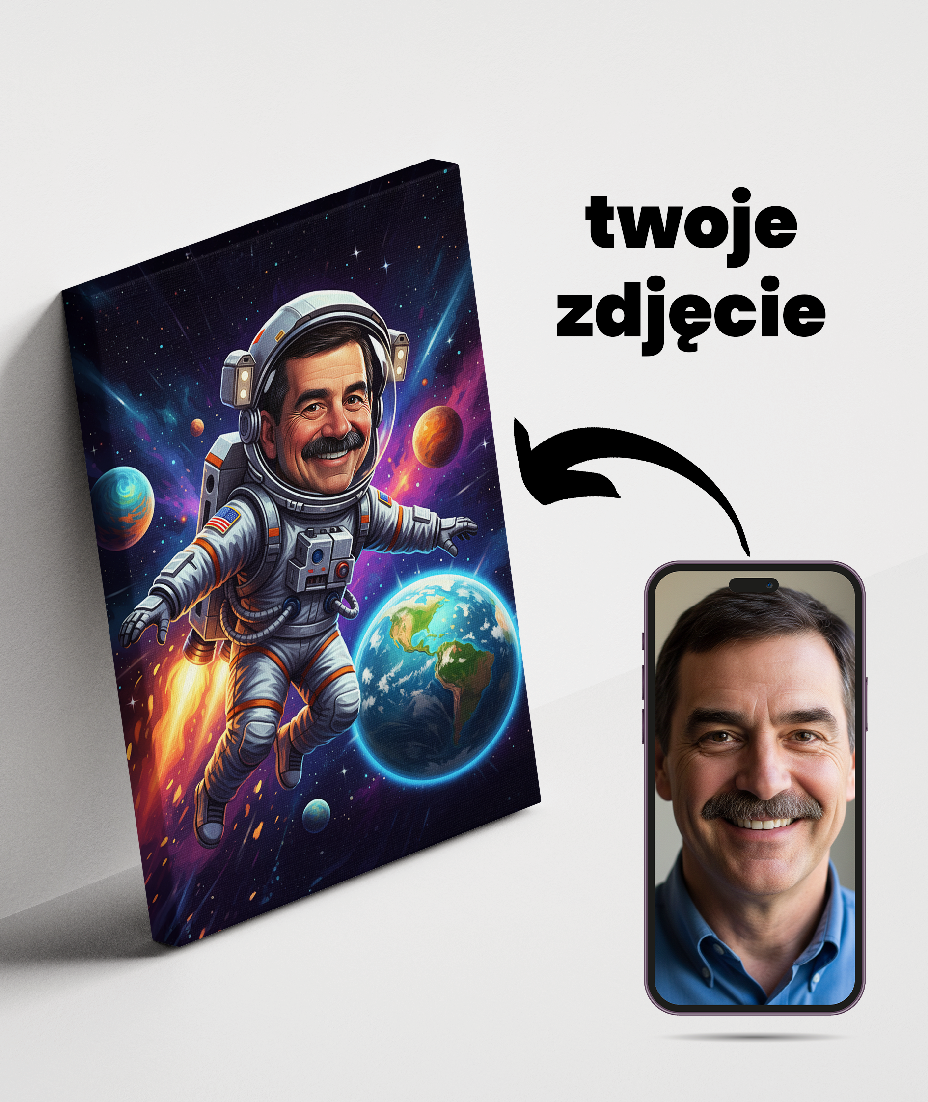 Obraz karykatury astronauty – idealna dla miłośnika kosmosu