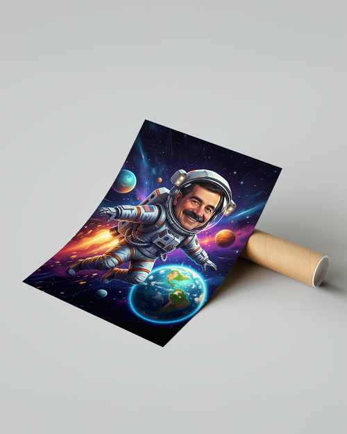 Obraz karykatury astronauty – idealna dla miłośnika kosmosu