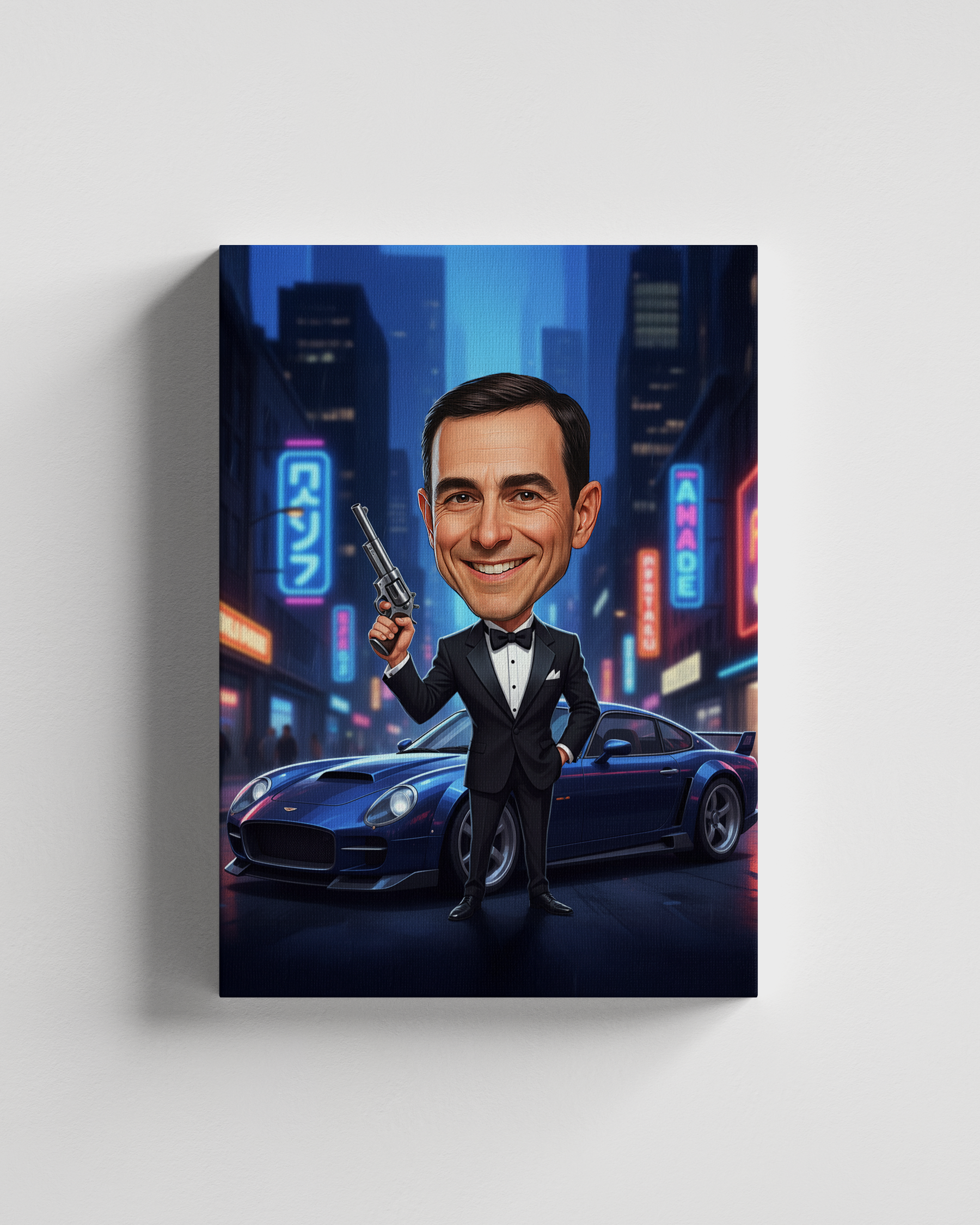 Obraz karykatury agenta – idealna dla fana kina akcji